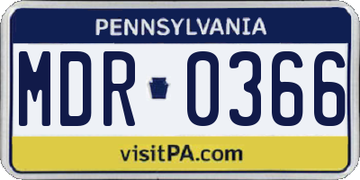 PA license plate MDR0366