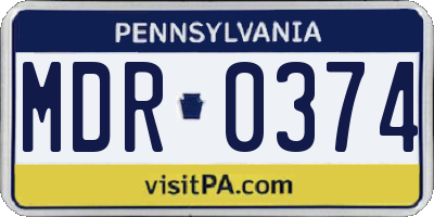 PA license plate MDR0374
