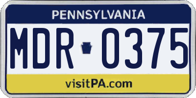 PA license plate MDR0375