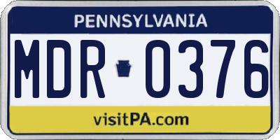 PA license plate MDR0376