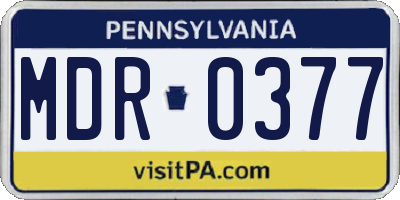 PA license plate MDR0377