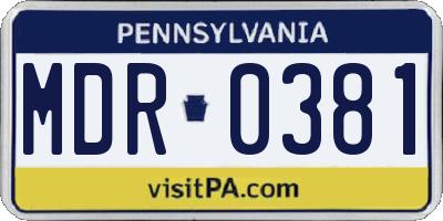 PA license plate MDR0381