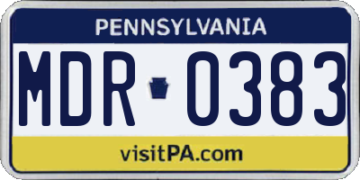 PA license plate MDR0383