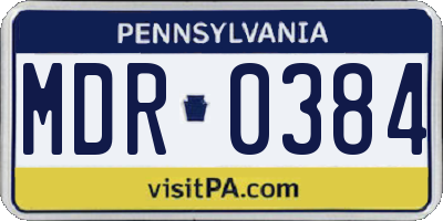 PA license plate MDR0384