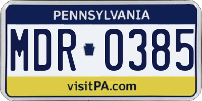 PA license plate MDR0385