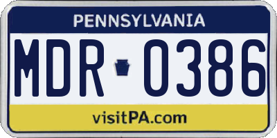 PA license plate MDR0386