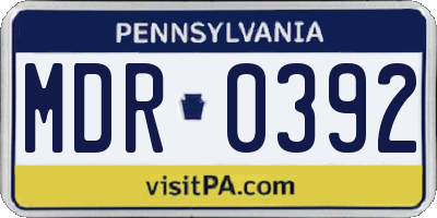 PA license plate MDR0392