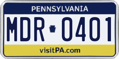 PA license plate MDR0401