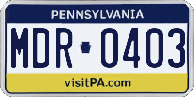 PA license plate MDR0403