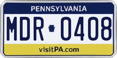 PA license plate MDR0408