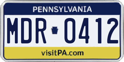 PA license plate MDR0412