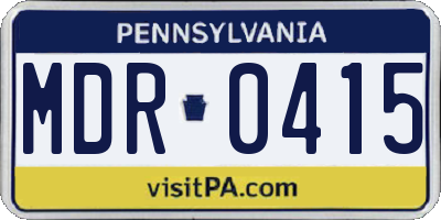 PA license plate MDR0415