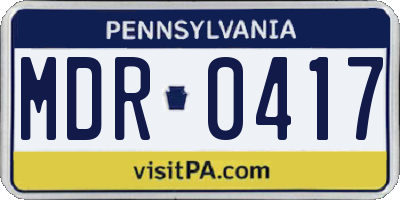 PA license plate MDR0417