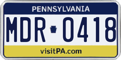 PA license plate MDR0418