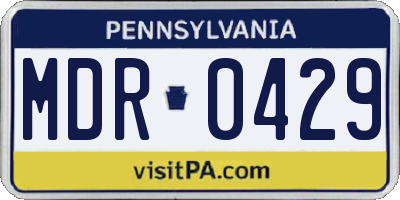 PA license plate MDR0429