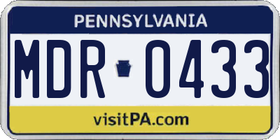 PA license plate MDR0433