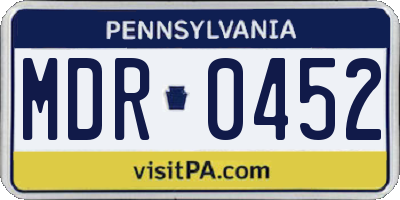 PA license plate MDR0452