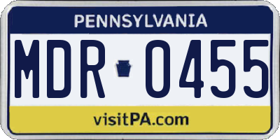 PA license plate MDR0455