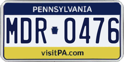 PA license plate MDR0476