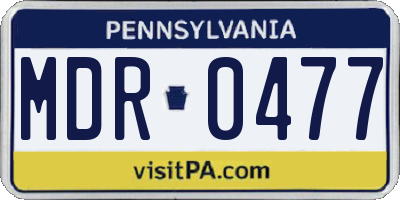 PA license plate MDR0477
