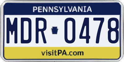 PA license plate MDR0478