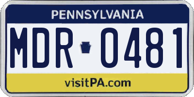 PA license plate MDR0481
