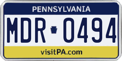 PA license plate MDR0494