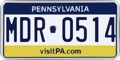 PA license plate MDR0514