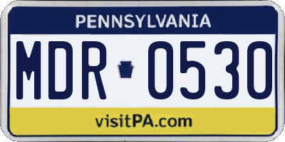 PA license plate MDR0530