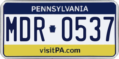 PA license plate MDR0537
