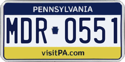 PA license plate MDR0551