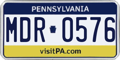 PA license plate MDR0576