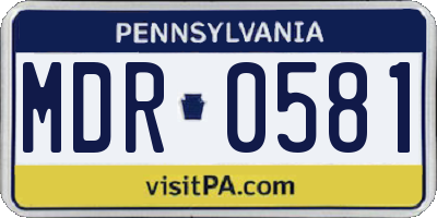 PA license plate MDR0581