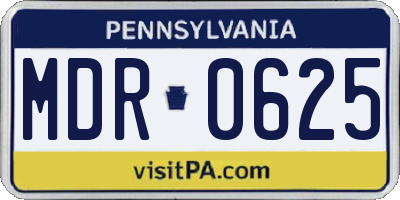 PA license plate MDR0625