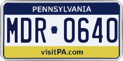 PA license plate MDR0640