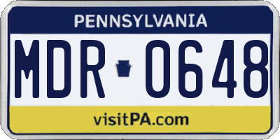 PA license plate MDR0648