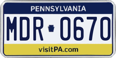 PA license plate MDR0670