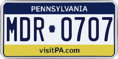 PA license plate MDR0707
