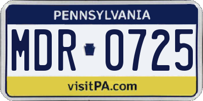 PA license plate MDR0725