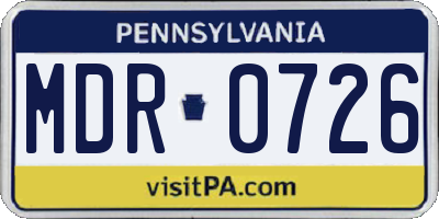 PA license plate MDR0726