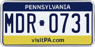 PA license plate MDR0731