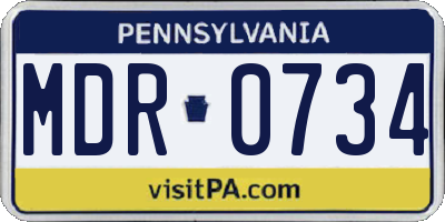 PA license plate MDR0734