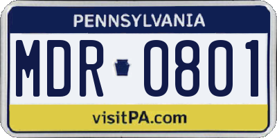 PA license plate MDR0801