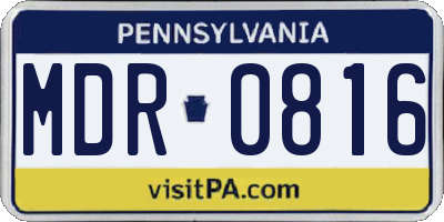 PA license plate MDR0816