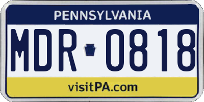 PA license plate MDR0818
