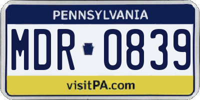 PA license plate MDR0839