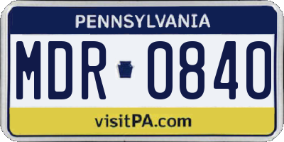 PA license plate MDR0840