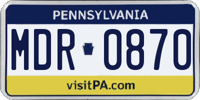PA license plate MDR0870