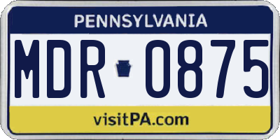 PA license plate MDR0875
