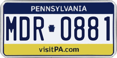 PA license plate MDR0881